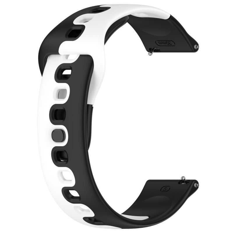 S-TOP For Garmin Venu 2 Plus 20mm Double Color Silicone Watch Band(Black+White) - Image 2