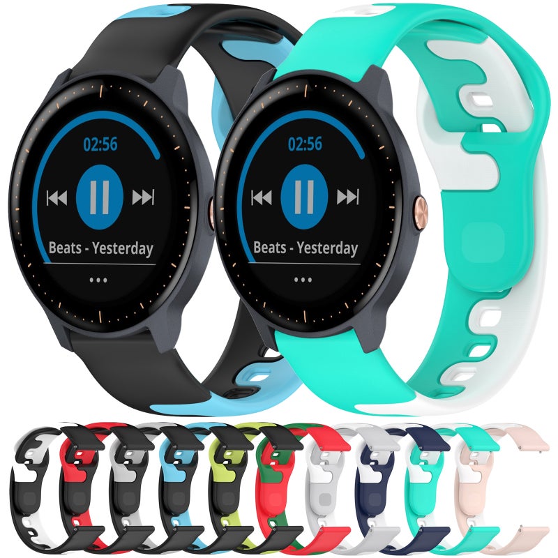 S-TOP For Garmin Venu 2 Plus 20mm Double Color Silicone Watch Band(Black+White) - Image 3