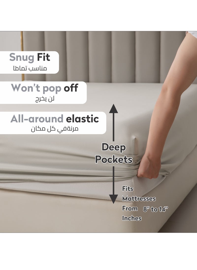 دوناتيلا - الفراش المجهزة ورقة 3 قطعة الملك الحجم الصلبة غطاء سرير مجموعة يناسب (180 * 200 سنتيمتر) مع سادات و 35 سنتيمتر اضافية عميق نحى ستوكات غطاء سرير - Image 1