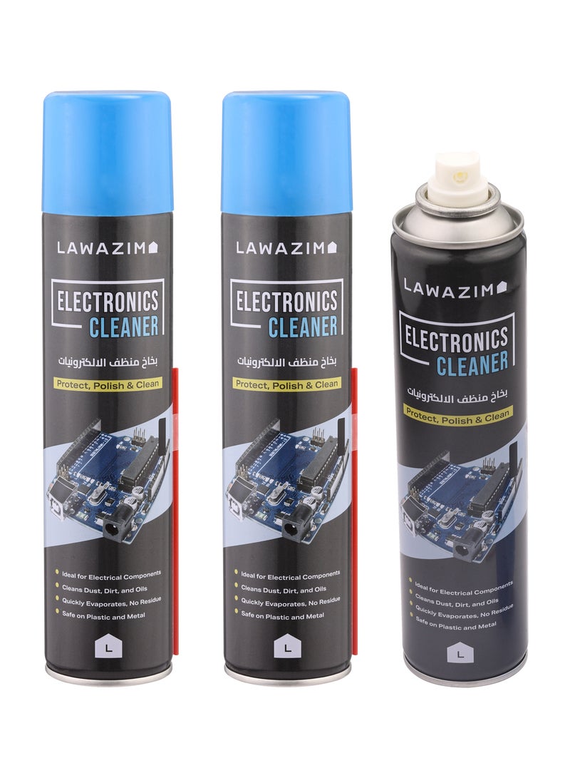 لوازم طقم بخاخ منظف الإلكترونيات مكون من 3 قطع - 300 مل - بخاخ تنظيف شاشات ودوائر إلكترونية بأنبوب دقيق، يجف بسرعة وبدون بقايا – مناسب لتنظيف لوحات الدوائر، لوحات المفاتيح، الهواتف الذكية، اللابتوب، والأجهزة الإلكترونية - Image 1