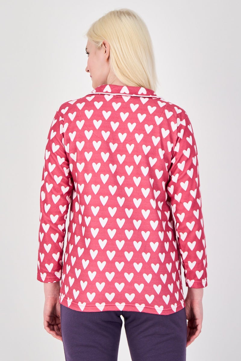 trendyol Women Split Neck Long Sleeve Pyjama Top, Multicolor - Image 3