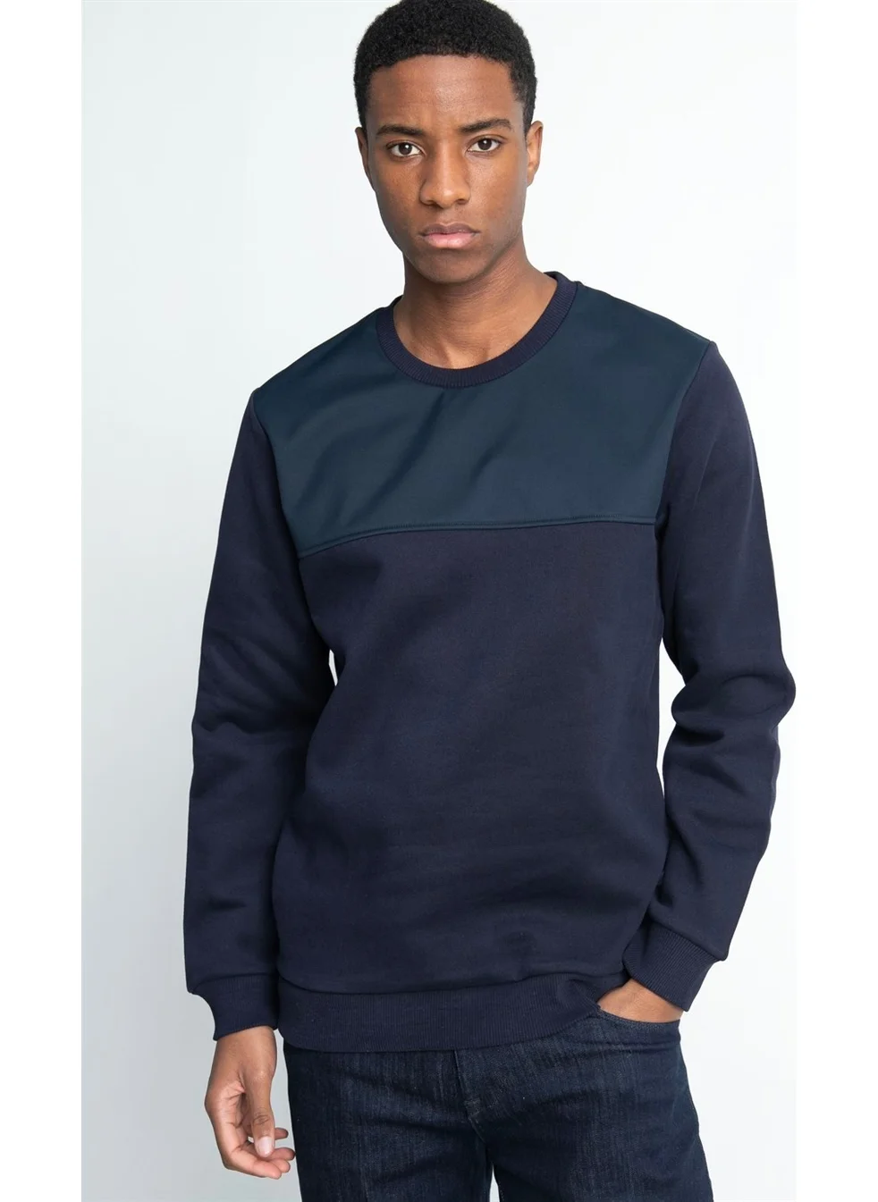 تودورس Cotton Crew Neck Front Piece Sweatshirt