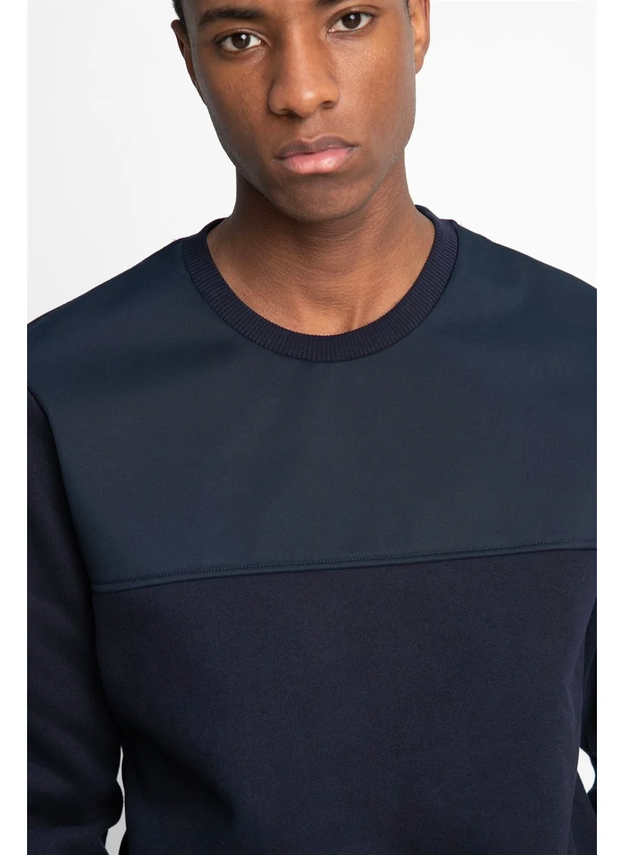 تودورس Cotton Crew Neck Front Piece Sweatshirt
