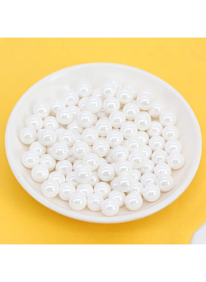 50pc Colors ABS Imitation Shell Pearls No Holes Acrylic Spacer Beads Pearls Round for Jewelry DIY Garment Beads (Color : White, Size : 6mm/0.23in 50pcs)  - Image 1