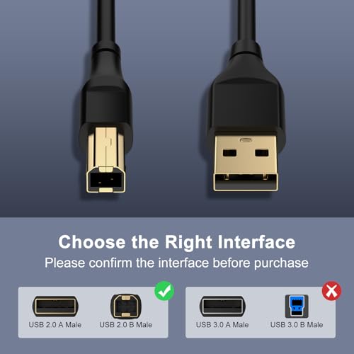 ANDHOT Canon Printer Cable, 10 FT High Speed 2.0 USB B to USB A Cable for Canon Pixma TS 3522,TS3722,TS7720,TS6420A,MG3620,MG2522,MG2525,MG6821,MG7120,MG5620,MG5720,MG7520,MG7720,MG3029,MG2920 Printer Cord - Image 5