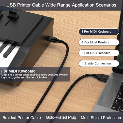 ANDHOT Canon Printer Cable, 10 FT High Speed 2.0 USB B to USB A Cable for Canon Pixma TS 3522,TS3722,TS7720,TS6420A,MG3620,MG2522,MG2525,MG6821,MG7120,MG5620,MG5720,MG7520,MG7720,MG3029,MG2920 Printer Cord - Image 3