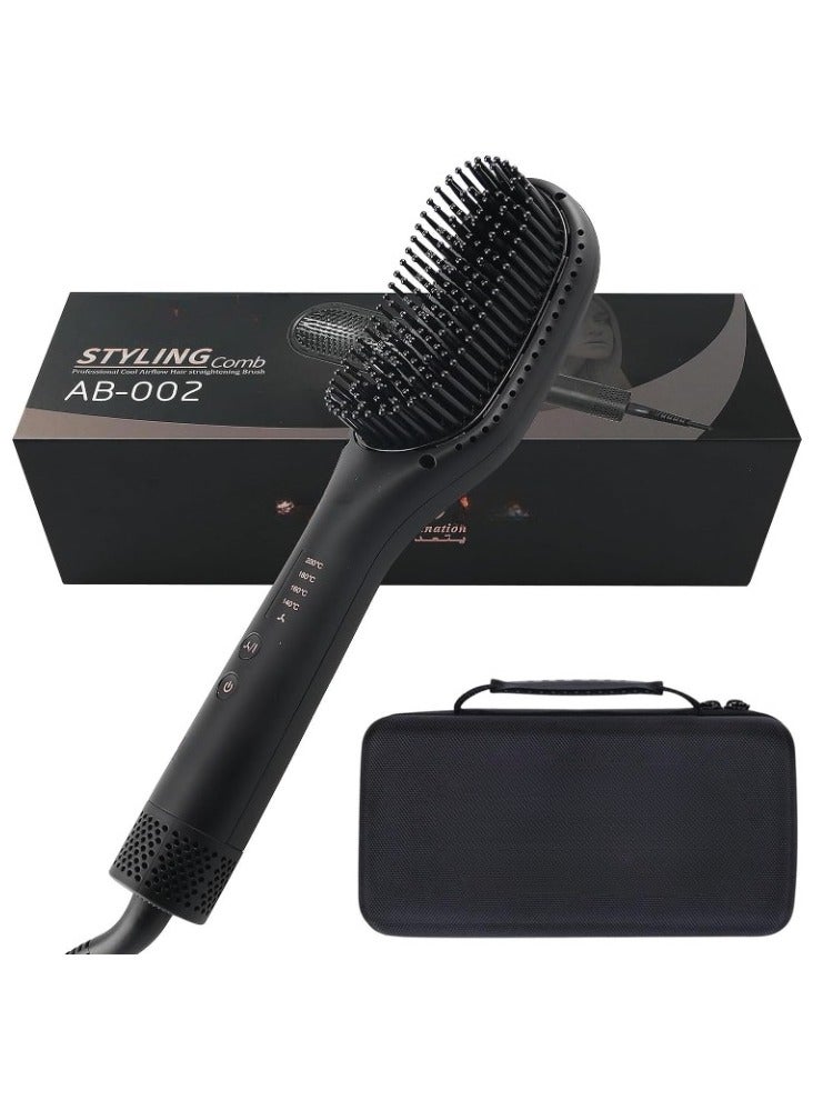 REBENUO 3 In 1 Hot Air Styler Hair Straightener Brush Negative Ion Heated Straightening Brush For Smooth Frizz-Free Hair - Image 1