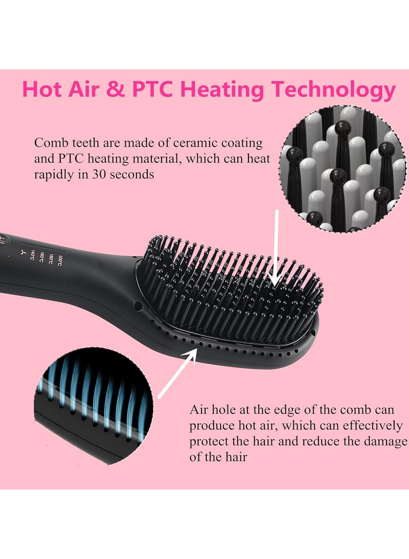 REBENUO 3 In 1 Hot Air Styler Hair Straightener Brush Negative Ion Heated Straightening Brush For Smooth Frizz-Free Hair - Image 5