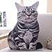Maomoto 196 Cat Shape Throw Pillow Plushie Doll 3D Simulation Plush Stuffed Animal Toy for Kids Sofa Chair Home Decor Grey - Image 2