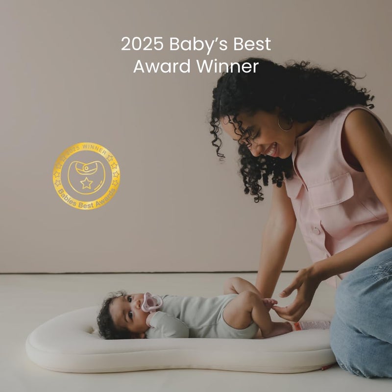 snuggle meÂ® Baby Lounger Curve (0-6 Months) - Premium Organic Cotton with Foam Core, Machine-Washable Cover, Buttery-Soft & Breathable Infant Lounger with Travel Bag (30 in x 20 in x 1.9 in) - Birch - Image 3