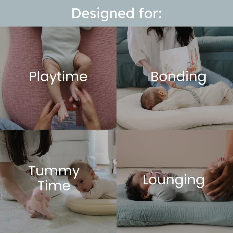 snuggle meÂ® Baby Lounger Curve (0-6 Months) - Premium Organic Cotton with Foam Core, Machine-Washable Cover, Buttery-Soft & Breathable Infant Lounger with Travel Bag (30 in x 20 in x 1.9 in) - Birch - Image 4
