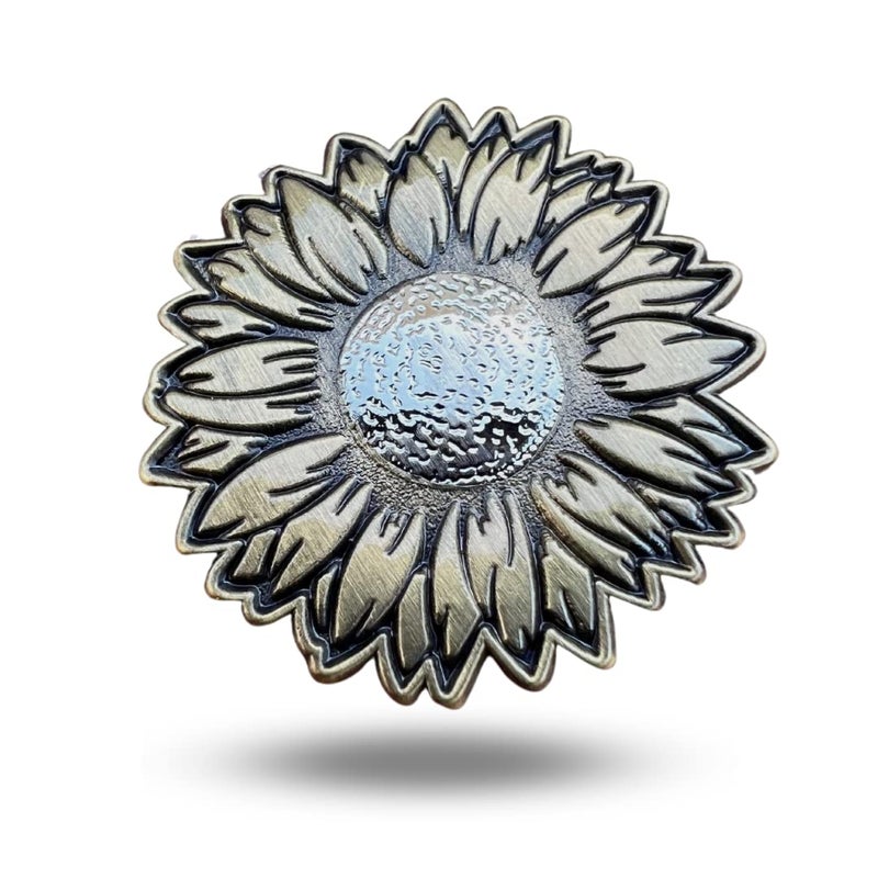 Full Metal Markers Sunflower Unique Magnetic Metal Golf Ball Marker Accessory with Hat Clip for Men and Women (1 Ball Marker + 1 Hat Clip) - Image 3