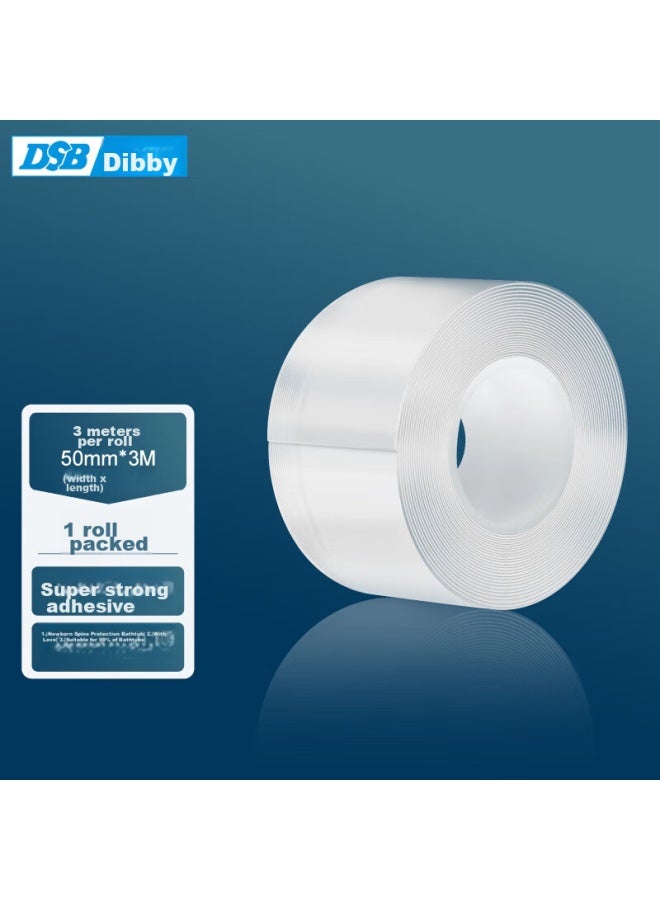 DSB Invisible Nano Double-sided Tape, Transparent Strong Waterproof Adhesive, 50mm*3m, Double-sided Tape For Fixing Spring Festival Couplets, Invisible Sticky Notes, 1 Roll - Image 1