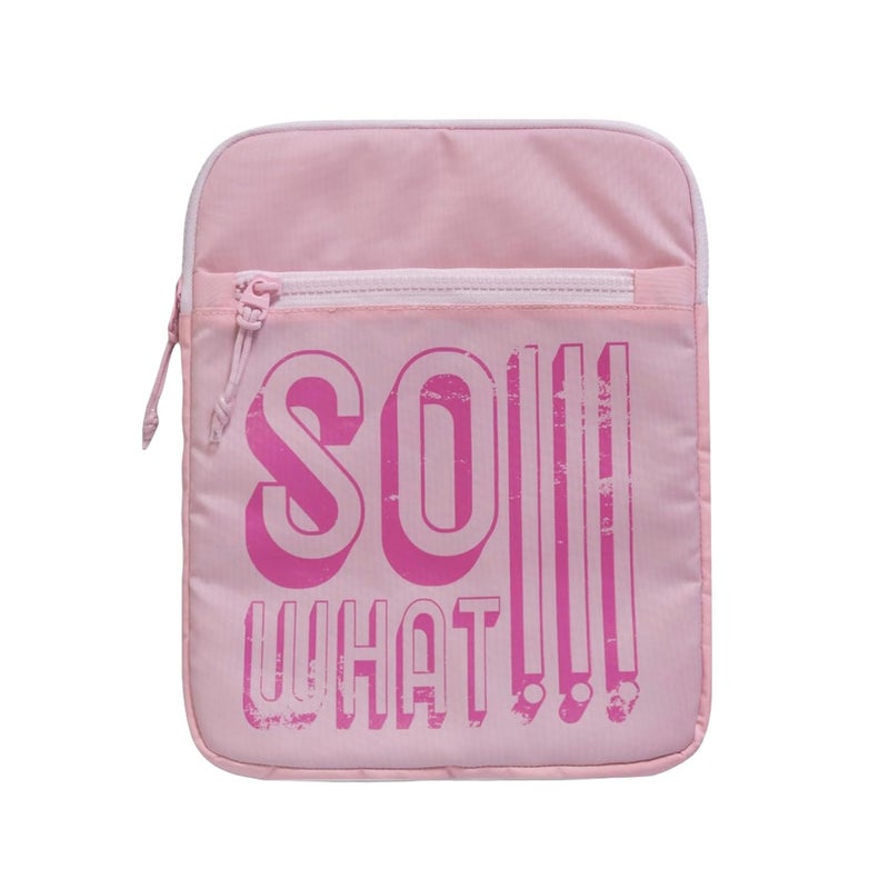 QIPS Tablet Sleeve Bag for up to 12-Inch Tablets – Water-Resistant PU-Coated Case with Front Pocket – Lightweight iPad & Tablet Cover for Work, School & Travel – Slim Protective Design (Pink) - Image 1