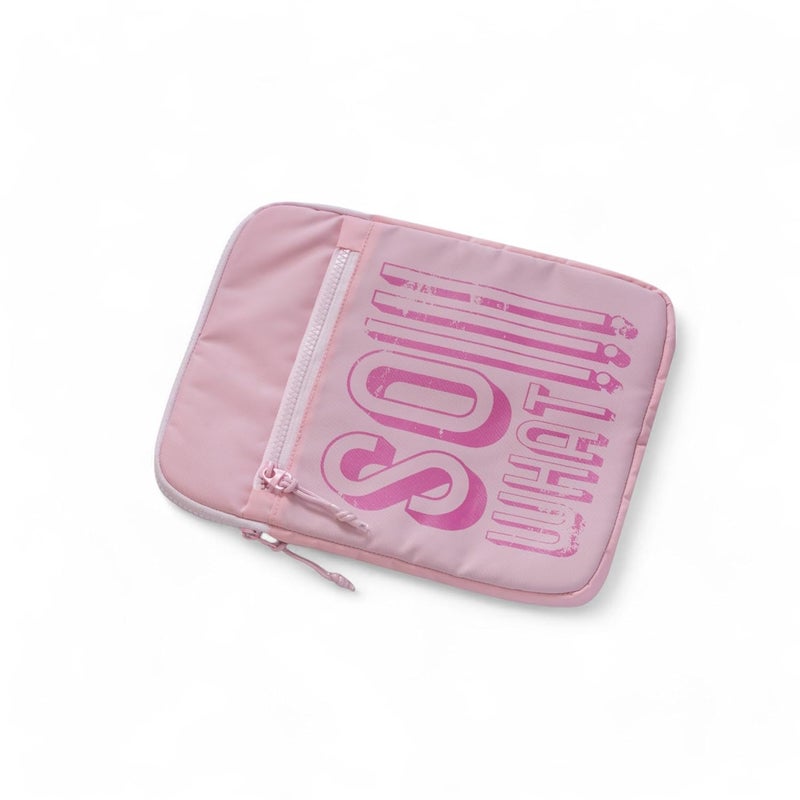 QIPS Tablet Sleeve Bag for up to 12-Inch Tablets – Water-Resistant PU-Coated Case with Front Pocket – Lightweight iPad & Tablet Cover for Work, School & Travel – Slim Protective Design (Pink) - Image 2