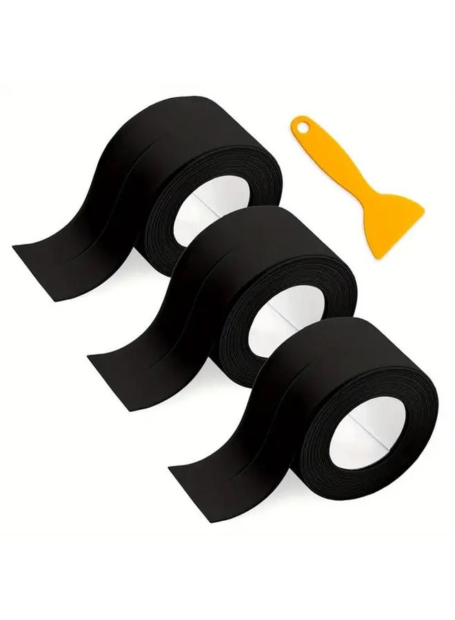 3 Rolls Black Waterproof Sealing Tape 38mm x 12598 Inch with 1 Scraper - Image 2