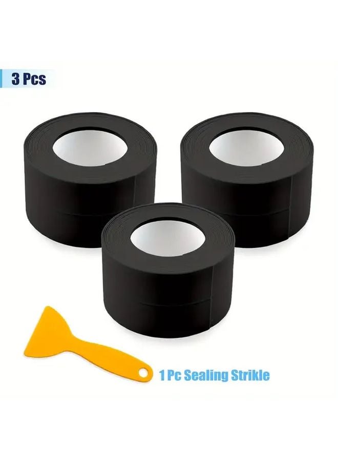 3 Rolls Black Waterproof Sealing Tape 38mm x 12598 Inch with 1 Scraper - Image 4
