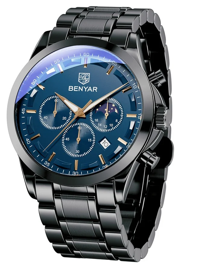 BENYAR BY BENYAR Men's Chronograph Watch 30 m Waterproof Luminous Classic Fashion Watches Large Dial Date Analogue Quartz Watch Elegant Gift for Men