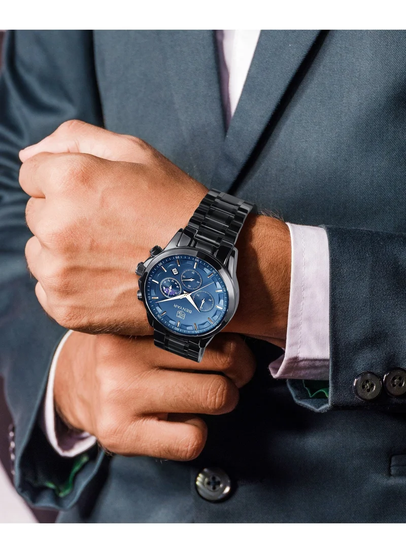Benyar BLACK B BY BENYAR Men's Chronograph Watch 30 m Waterproof Luminous Classic Fashion Watches Large Dial Date Analogue Quartz Watch Elegant Gift for Men for Men | Best Price UAE