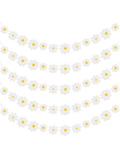 Henoyso 5 Packs Daisy Groovy Boho Party Banners, Daisy Garland Kit Daisy Hanging Swirl Daisy Paper Cutouts Daisy Party Decorations For Home Classroom Birthday Party Favor Supplies (White)  - Image 1