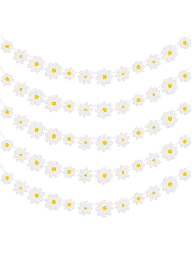Henoyso 5 Packs Daisy Groovy Boho Party Banners, Daisy Garland Kit Daisy Hanging Swirl Daisy Paper Cutouts Daisy Party Decorations For Home Classroom Birthday Party Favor Supplies (White) - Image 1
