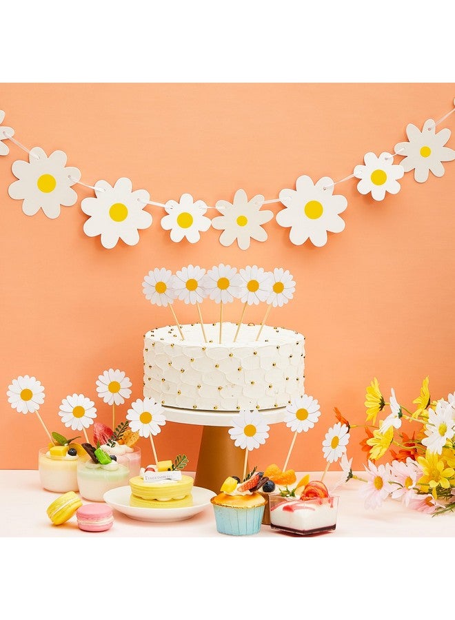 Henoyso 5 Packs Daisy Groovy Boho Party Banners, Daisy Garland Kit Daisy Hanging Swirl Daisy Paper Cutouts Daisy Party Decorations For Home Classroom Birthday Party Favor Supplies (White) - Image 2