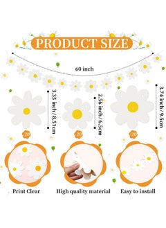 Henoyso 5 Packs Daisy Groovy Boho Party Banners, Daisy Garland Kit Daisy Hanging Swirl Daisy Paper Cutouts Daisy Party Decorations For Home Classroom Birthday Party Favor Supplies (White)  - Image 3