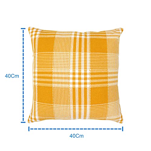 AIRWILL Cotton Gingham Check Yellow Themed Cushion Covers for Cushions & Pillows (Yellow & White, Pack of 5) - Image 2