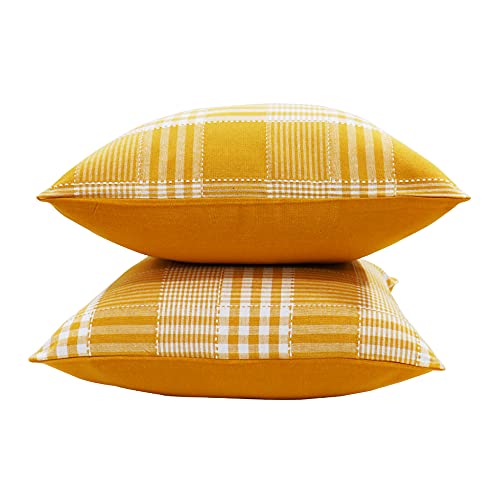 AIRWILL Cotton Gingham Check Yellow Themed Cushion Covers for Cushions & Pillows (Yellow & White, Pack of 5) - Image 4