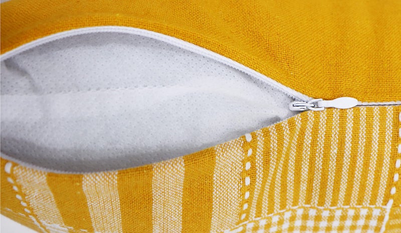 AIRWILL Cotton Gingham Check Yellow Themed Cushion Covers for Cushions & Pillows (Yellow & White, Pack of 5) - Image 5