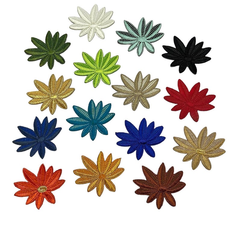 Embroidered Lotus Flower Applique Patches Sew onIron on Patches for Clothes Suits Blouse Dupatta Saree Jeans Bag Iron Dress DIY Pack of 10 Piece Random Colors  - Image 1