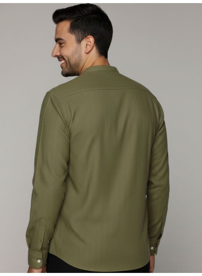 RIGO Green Textured Casual Shirt for Men - Image 2