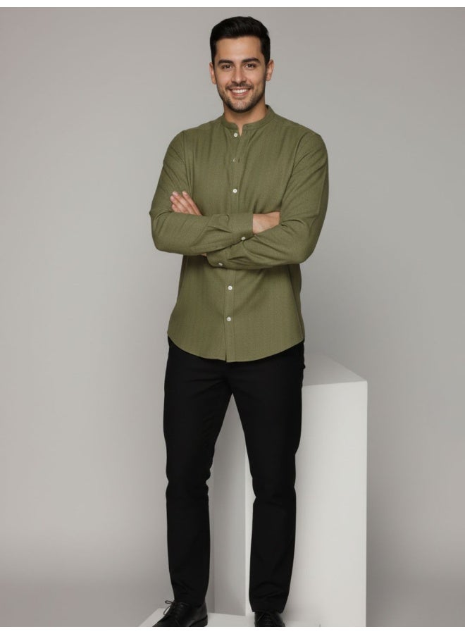 RIGO Green Textured Casual Shirt for Men - Image 4