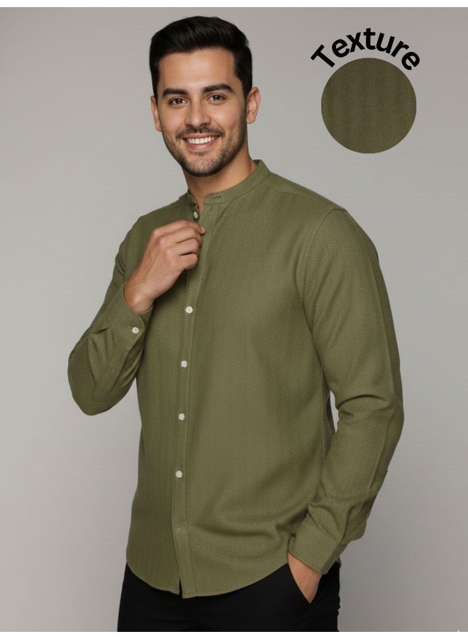 RIGO Green Textured Casual Shirt for Men - Image 1