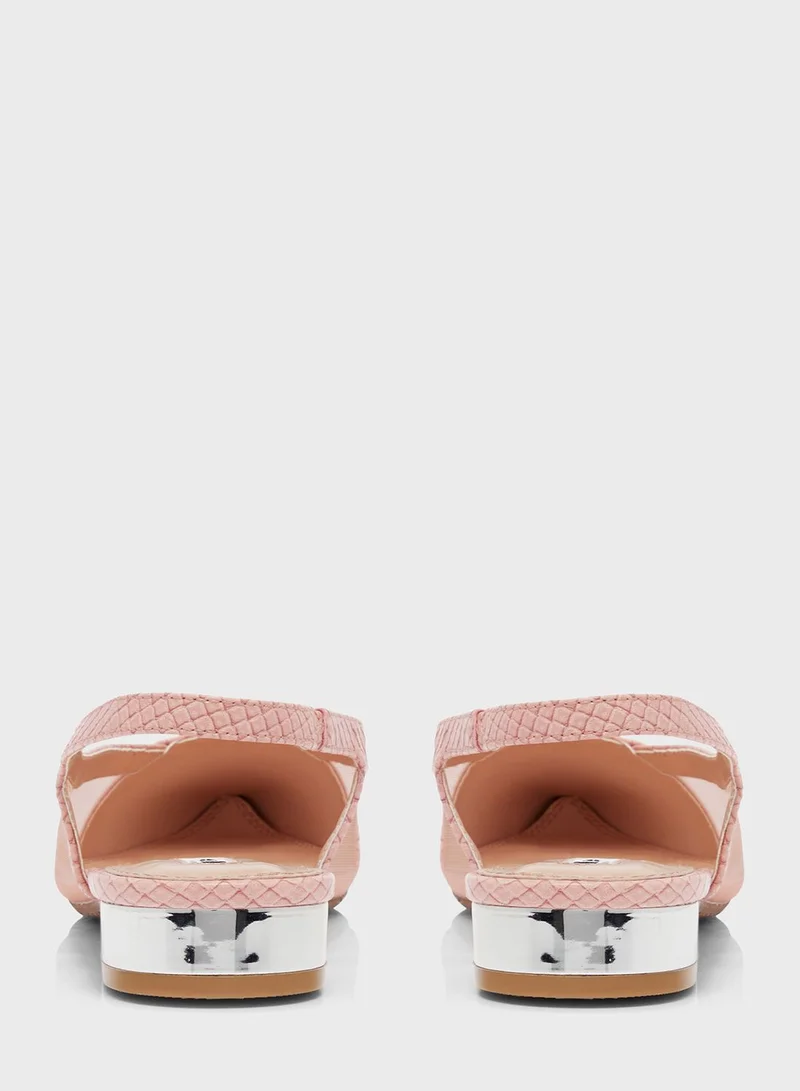 Dune London Harmonica Di Croc Embossed Mesh Slingback Ballerina