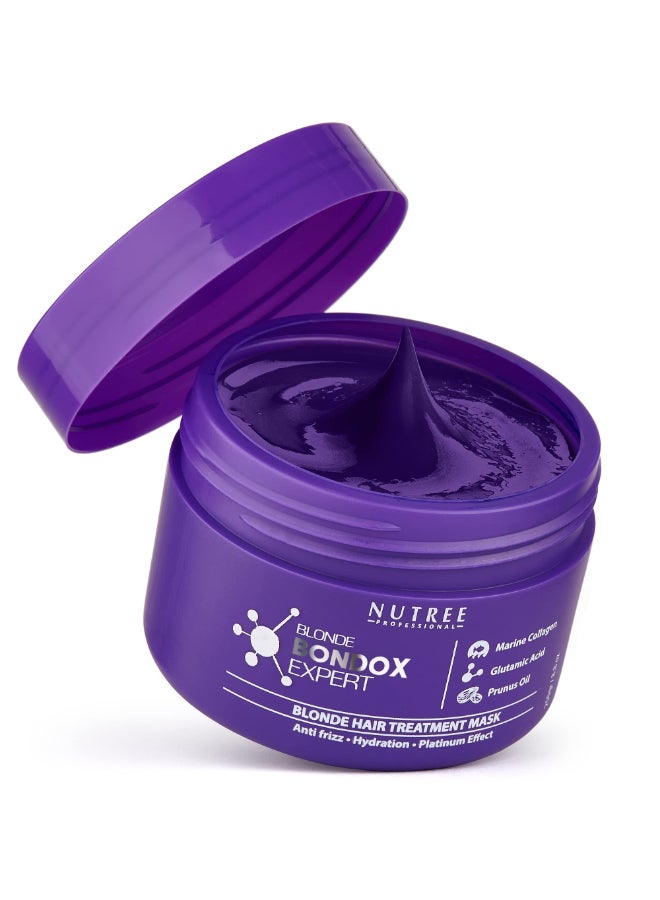 Nutree Professional Keratin Hair Mask for Blondes Deep Repair AntiFrizz Treatment with Almond Oil Shea Butter Marine Collagen Restores Shine Smoothness 88 oz - Image 3