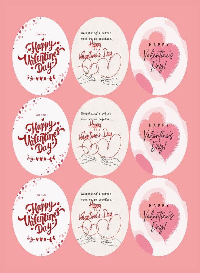 MUDRAK PRINTS Valentine's Day Round Stickers, 2 inch, 96 Pieces, 3 Romantic Designs Mix, Pre-Cut Vinyl Labels for Gifts and Decorations - Image 1