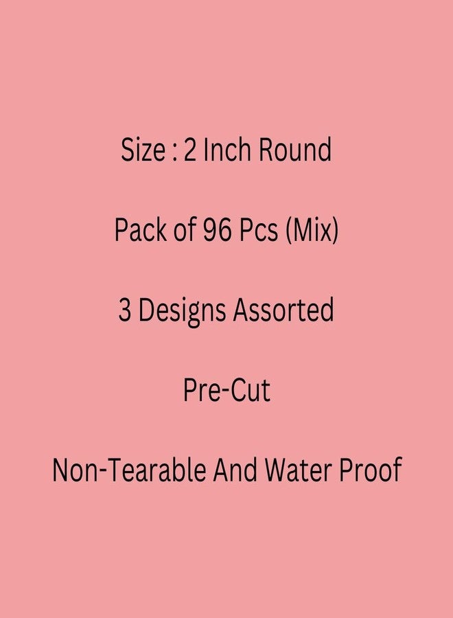 MUDRAK PRINTS Valentine's Day Round Stickers, 2 inch, 96 Pieces, 3 Romantic Designs Mix, Pre-Cut Vinyl Labels for Gifts and Decorations - Image 5