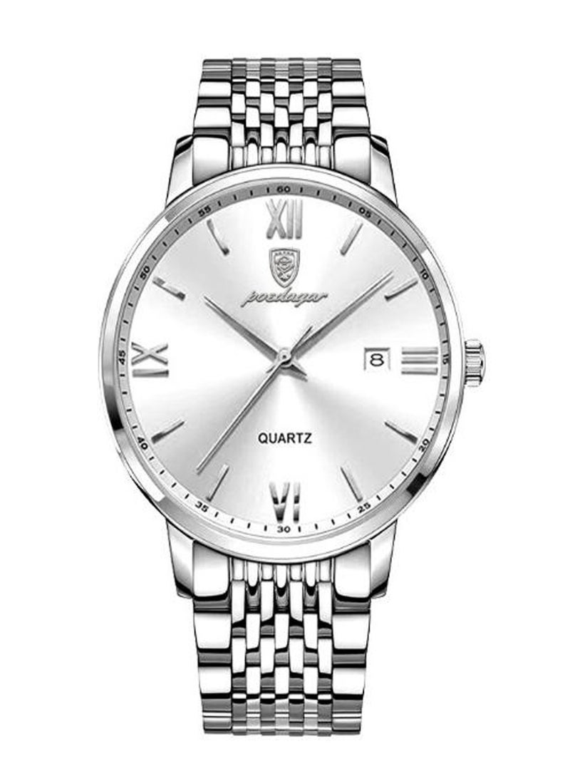 POEDAGAR Men’s Quartz Alloy Case and Stainless Steel Band Wristwatch - 42mm  - Image 1