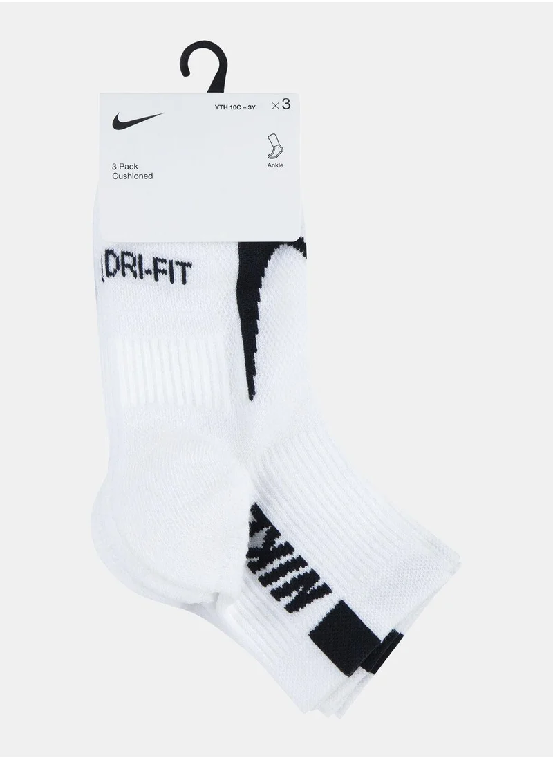 Nike Kids' Multiplier Quarter Socks (3 Pairs)