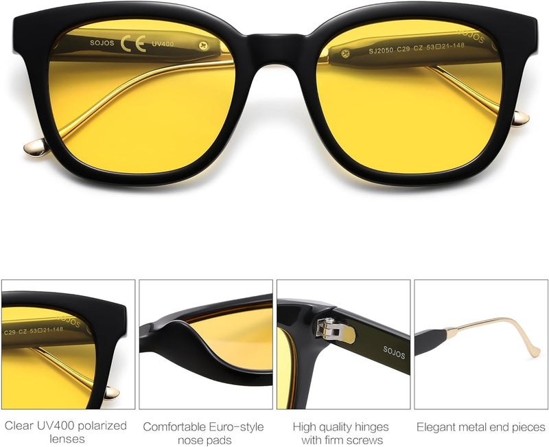 Sojos Classic Square Polarized Sunglasses Womens Mens Retro Trendy UV400 Sunnies SJ2050 - Image 2