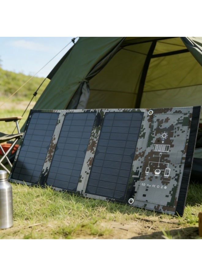 Domars 21W Portable Solar Charger, Foldable Solar Panel with Dual USB Ports, Waterproof Solar Phone Charger for Camping, Hiking, Emergency, Compatible with iPhone 11/12/13/14/15/16/17,Power Bank (Camouflage Color) - Image 3