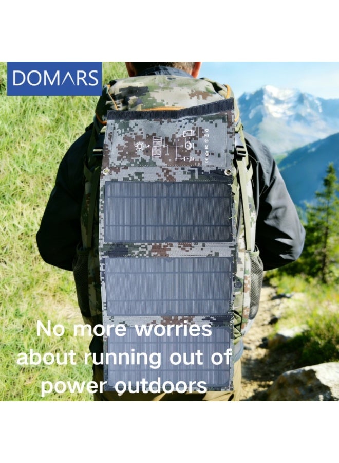 Domars 21W Portable Solar Charger, Foldable Solar Panel with Dual USB Ports, Waterproof Solar Phone Charger for Camping, Hiking, Emergency, Compatible with iPhone 11/12/13/14/15/16/17,Power Bank (Camouflage Color) - Image 4