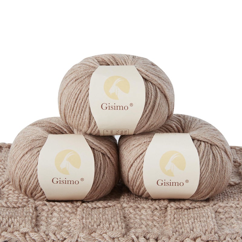 GISIMO 100 Merino Wool Yarn 6Ply Luxurious and Soft Yarn for Hand Knitting  Crocheting 176 OZ50g 127 yds116 Meters Camel 3 Balls