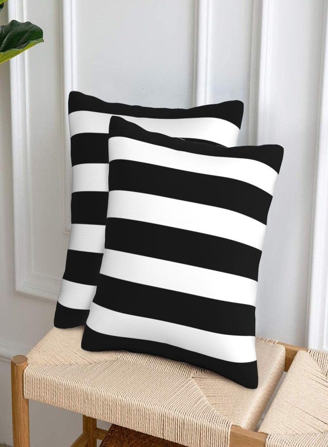 Poream Stripe Black and White Farmhouse Throw Pillow Covers 18x18 in Pillow Case Soft Outdoor Pillow case Cushion Covers Set of 2 for Sofa Bed Bedroom Car Chair Living Room Home Decorative - Image 3