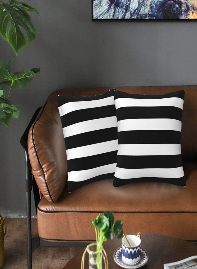 Poream Stripe Black and White Farmhouse Throw Pillow Covers 18x18 in Pillow Case Soft Outdoor Pillow case Cushion Covers Set of 2 for Sofa Bed Bedroom Car Chair Living Room Home Decorative - Image 4