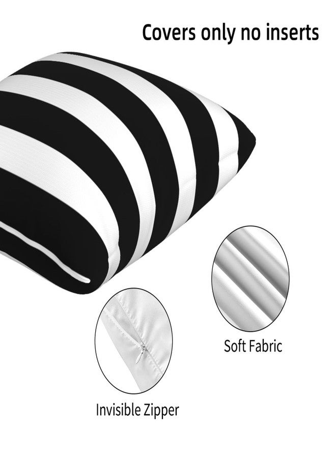 Poream Stripe Black and White Farmhouse Throw Pillow Covers 18x18 in Pillow Case Soft Outdoor Pillow case Cushion Covers Set of 2 for Sofa Bed Bedroom Car Chair Living Room Home Decorative - Image 5