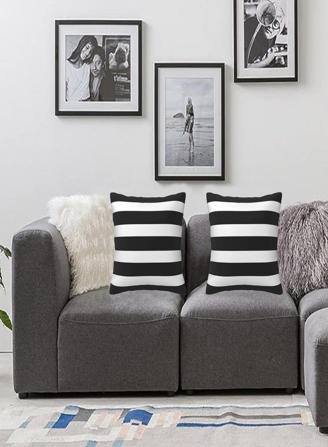 Poream Stripe Black and White Farmhouse Throw Pillow Covers 18x18 in Pillow Case Soft Outdoor Pillow case Cushion Covers Set of 2 for Sofa Bed Bedroom Car Chair Living Room Home Decorative - Image 2
