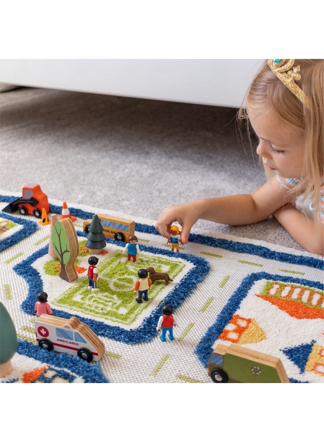 IVI Thick 3D Childrens Play Mat & Rug In A Colorful Town Design For Kids With Soccer Field Car Park & Roads Blue 32 X 45 Inches - Image 5