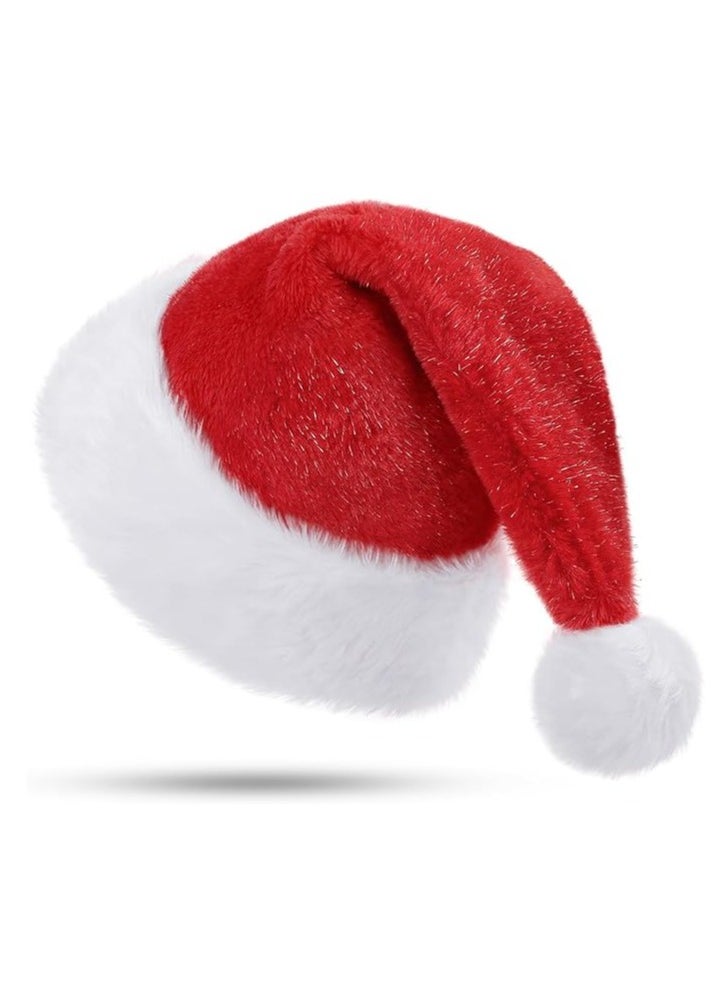 Hanady - Elegant Santa Claus Hat - Plush, Fluffy, and Shiny Design for Christmas Parties and Costumes, Perfect for Men and Women in Vibrant Red - Image 1